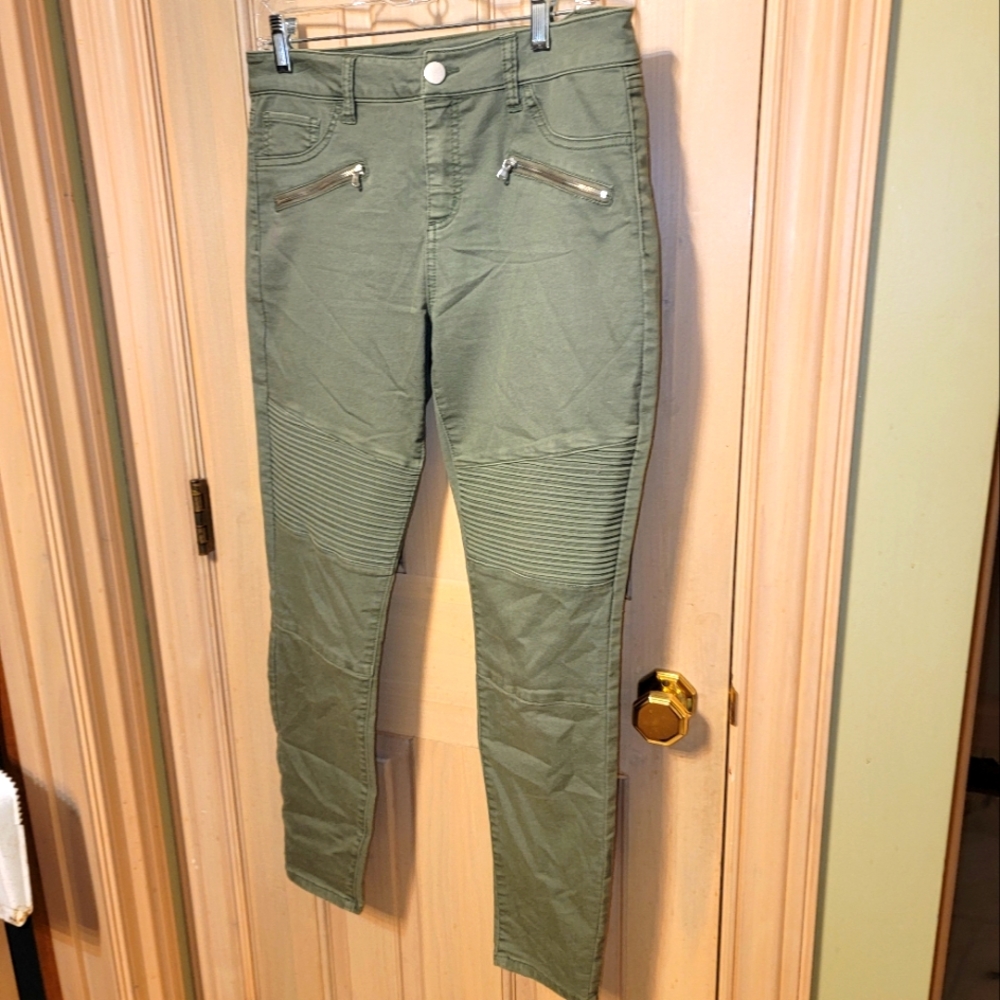 Misses sz 8 Harper Olive Green pants with zippers and ribbing Skinny - Picture 1 of 8